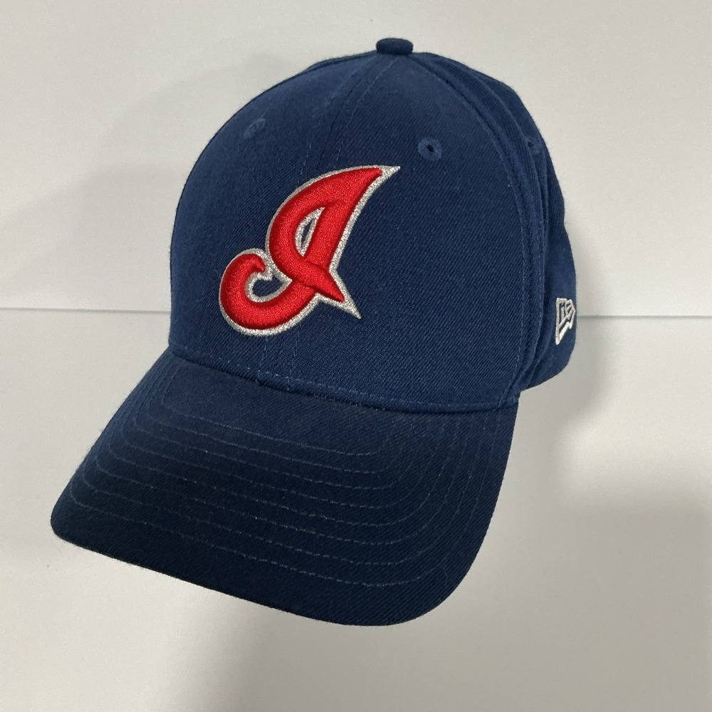 Vintage New Era Cleveland Indians Baseball Hat, Hook & Loop, Navy W/ Red Script